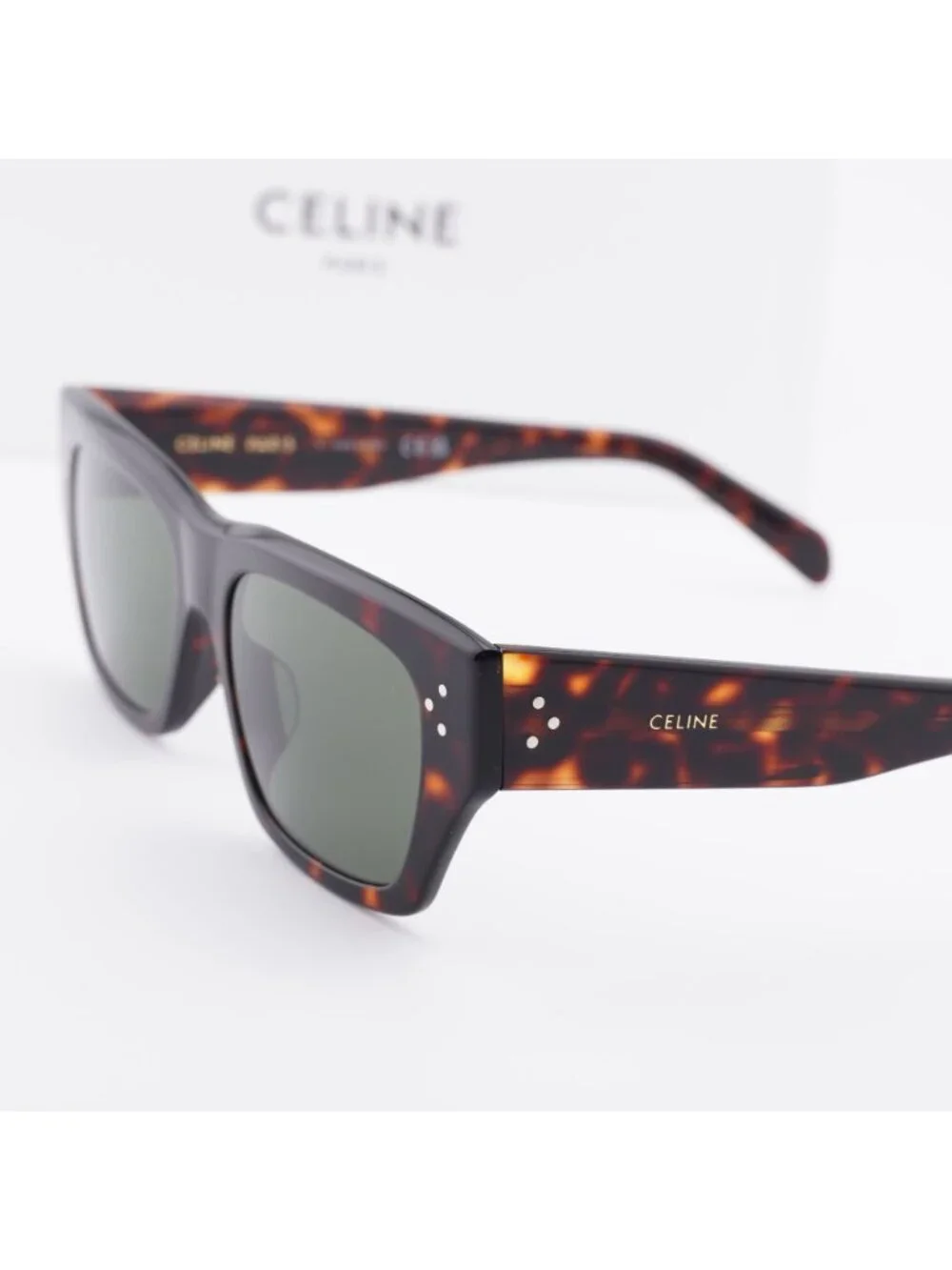 Celine CL40297U 52N Square Sunglasses - Havana / Green